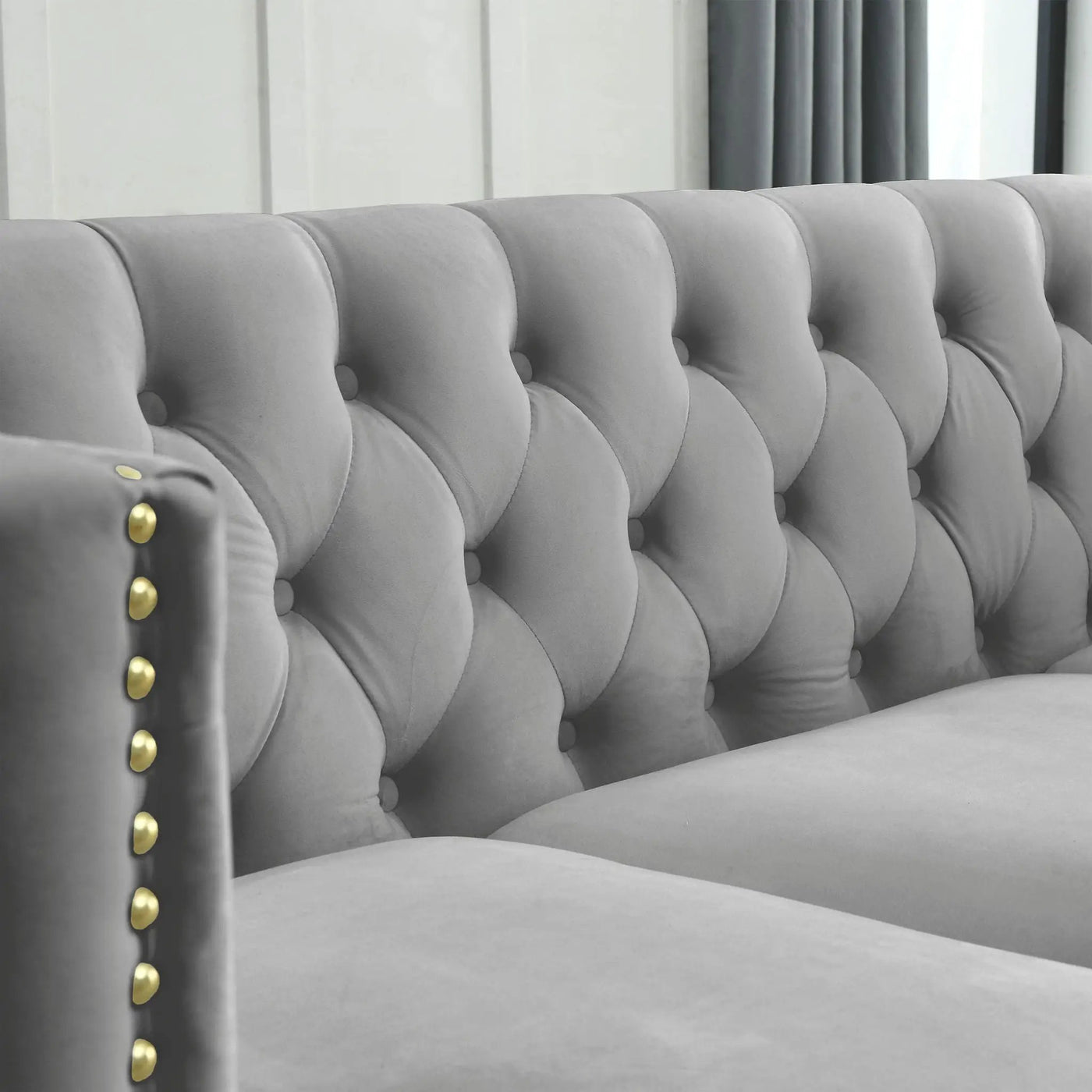 L-Shaped Corner Sofa, 5 Seater Sectional With Tufted Design by HouseOfZazla