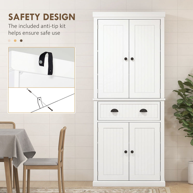 72" Tall Kitchen Pantry Cabinet with Adjustable Shelves and Drawer - White, photo 5 of 9
