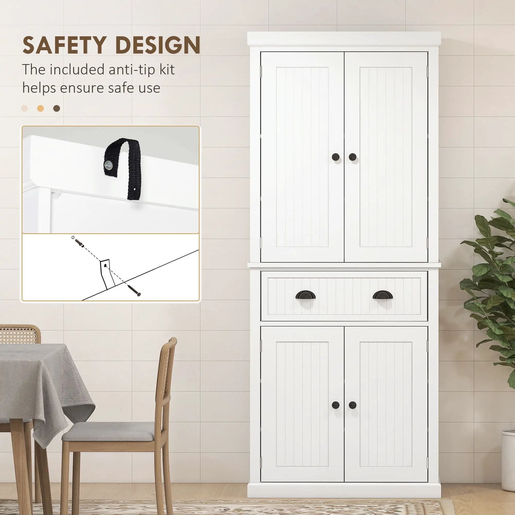 Homcom - 72" Kitchen Pantry, Tall Storage Cabinet, Freestanding Cupboard With Drawer, Doors And Adjustable Shelves - White by HouseOfZazla