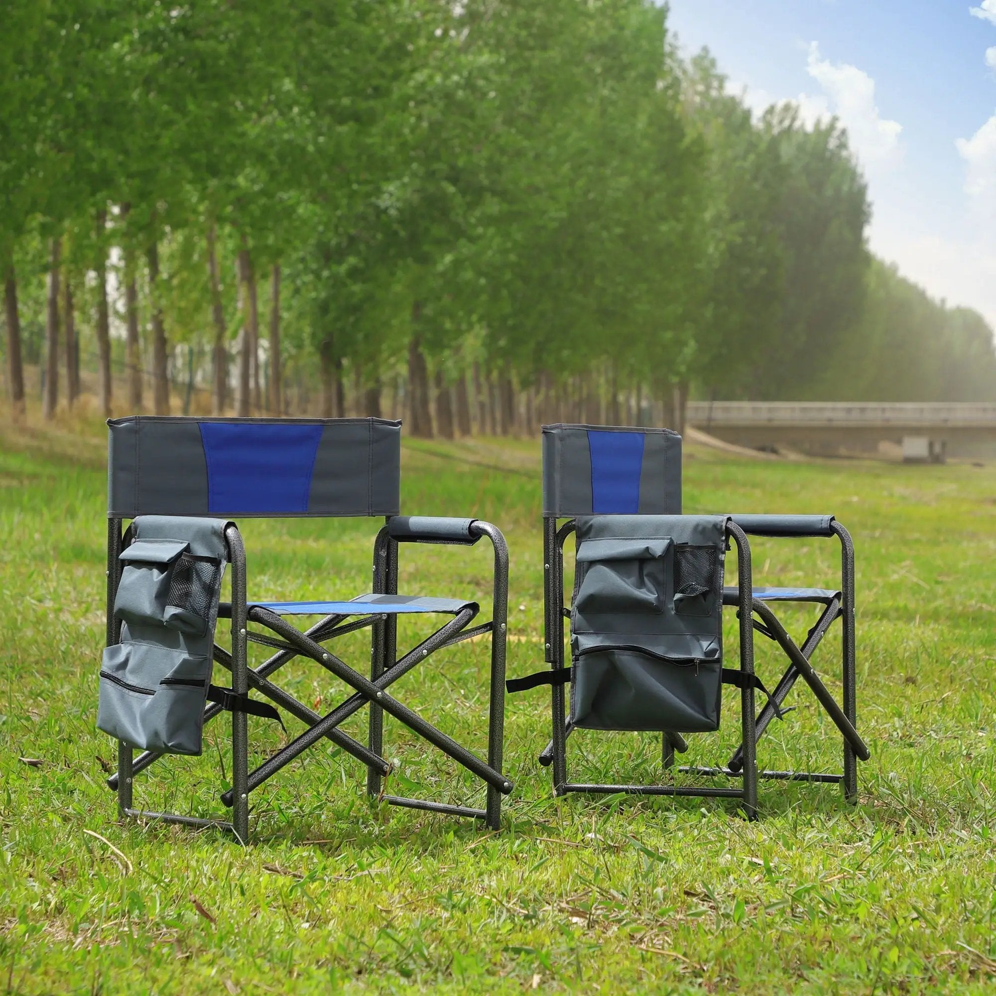 Padded Folding Outdoor Chair With Storage Pockets, Lightweight Oversized Directors Chair For Indoor, Outdoor Camping, Picnics And Fishing by HouseOfZazla