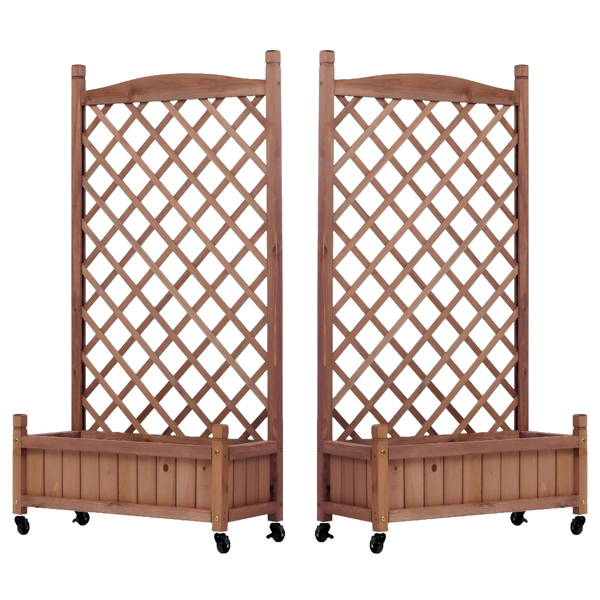 Raised Garden Bed with Trellis 2 Pack – Solid Wood Planter & Plant Stand, Brown, photo 6 of 17