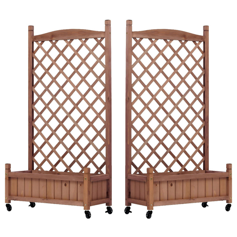 Raised Garden Bed with Trellis 2 Pack – Solid Wood Planter & Plant Stand, Brown, photo 6 of 17