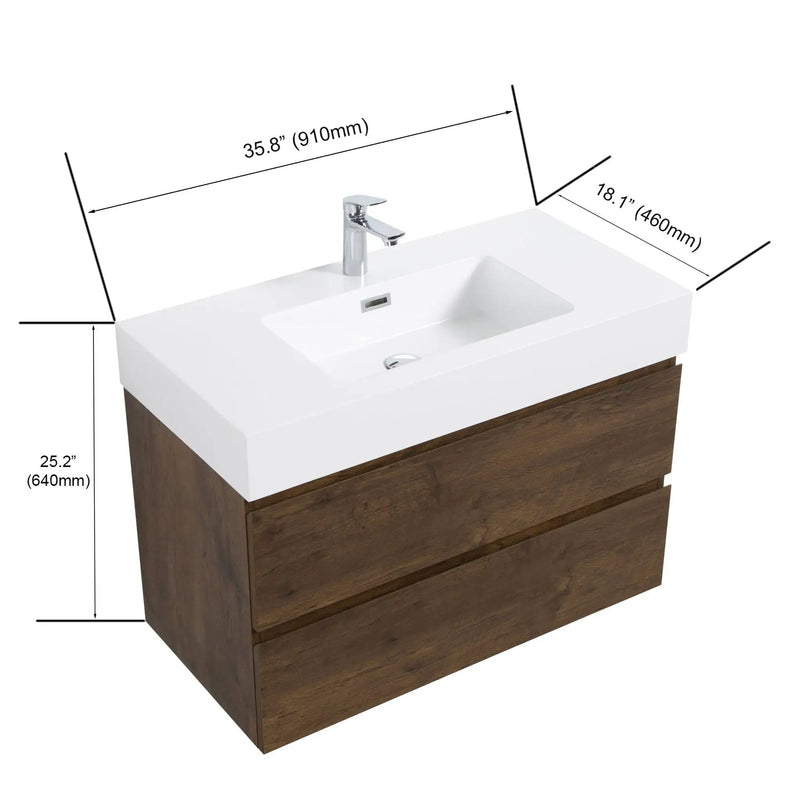 Alice - Bathroom Vanity Wall Mounted With Sink, Large Storage Floating Bathroom Vanity For Modern Bathroom, One-Piece Sink Basin Without Drain And Faucet by Unique Piece Furniture