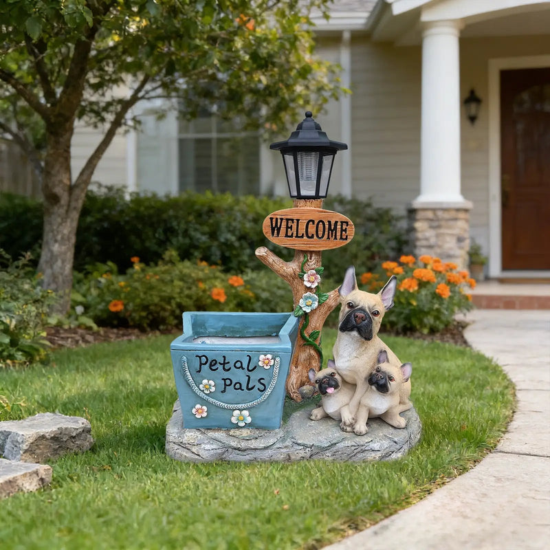 French Bulldog Family Planter Statue by HouseOfZazla