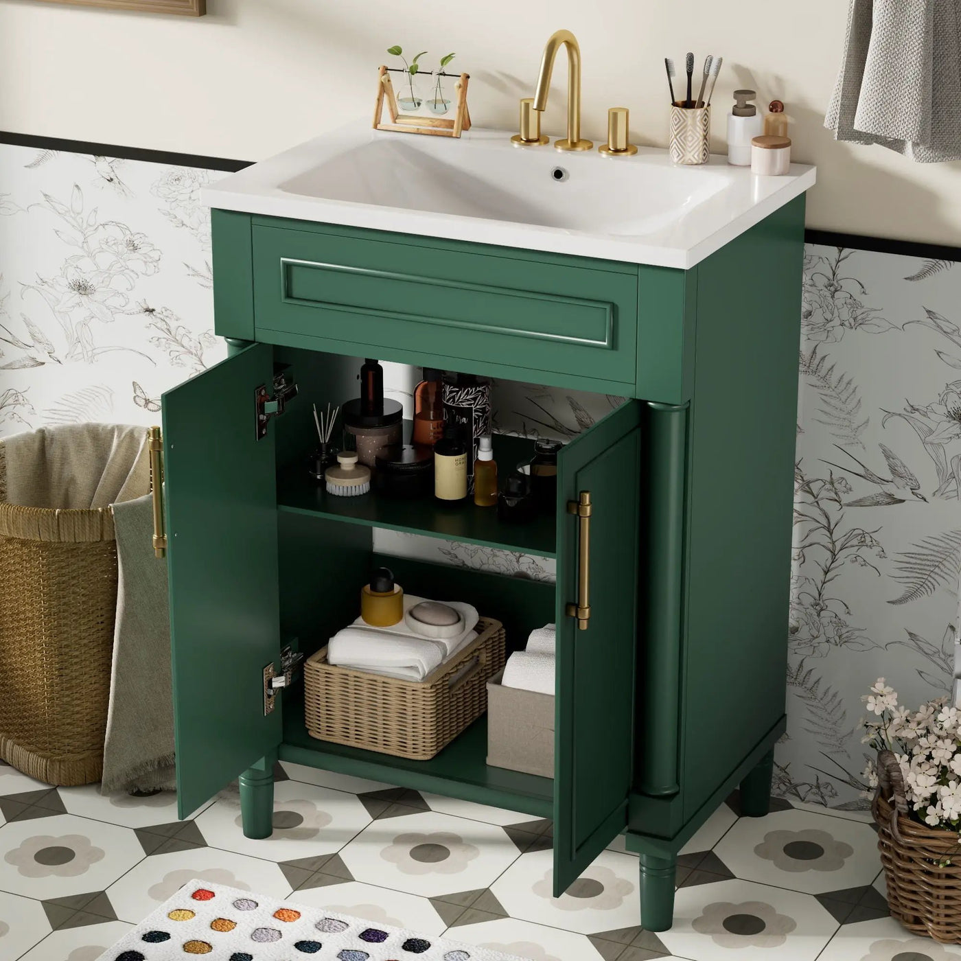 Bathroom Vanity With Integrated Sink and 2 Door Cabinet by HouseOfZazla