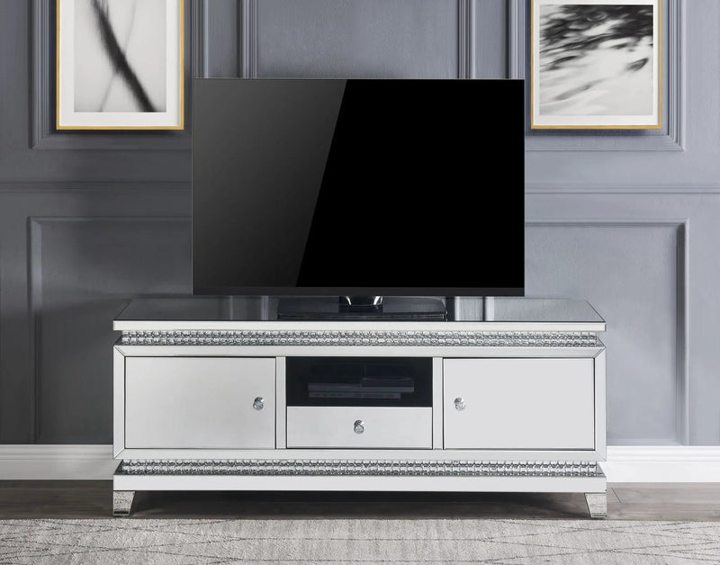 Lotus - TV Stand - Mirrored, Faux Ice Cube Crystals by Unique Piece Furniture