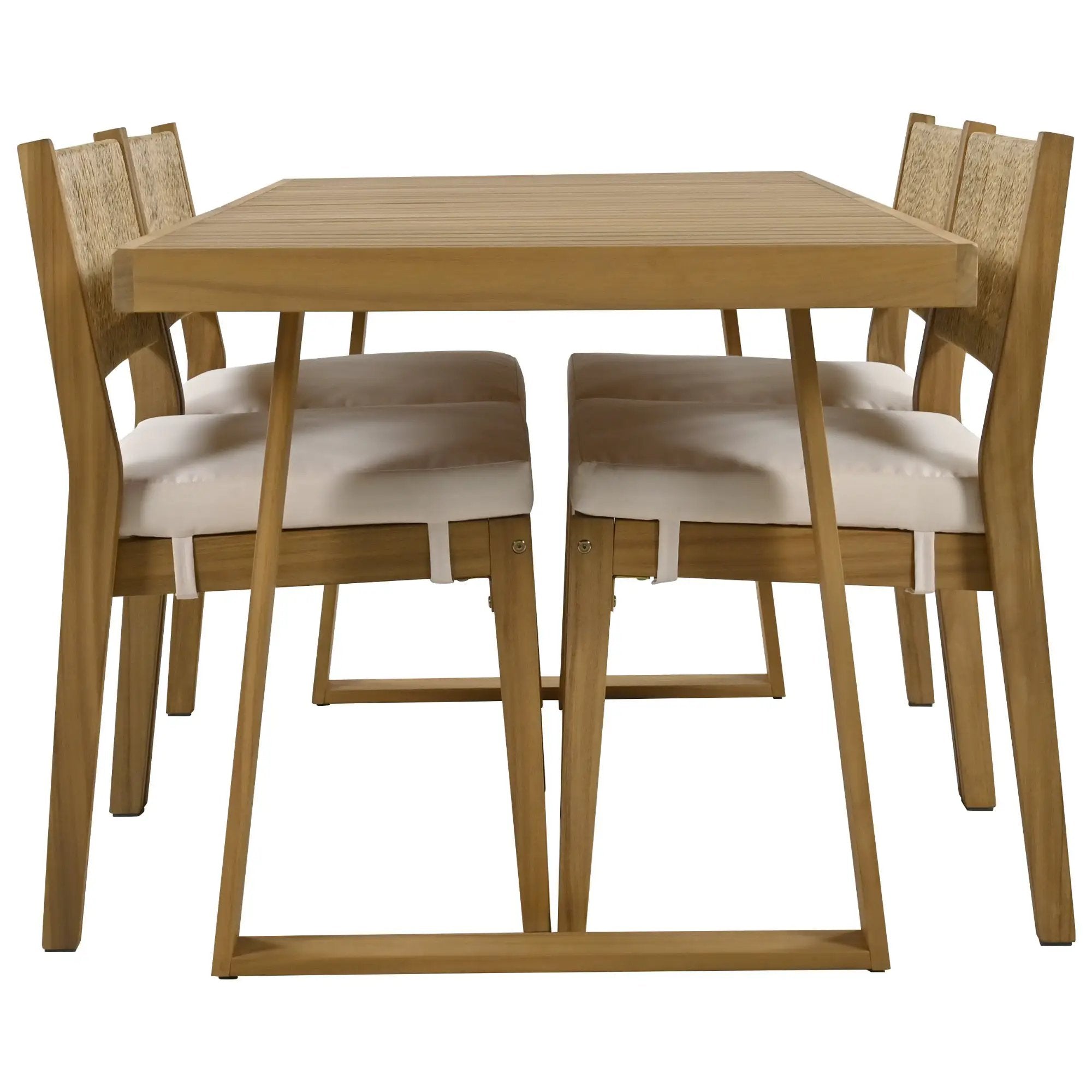 U_Style Multi-Person Outdoor Acacia Wood Dining Table and Chair Set by HouseOfZazla