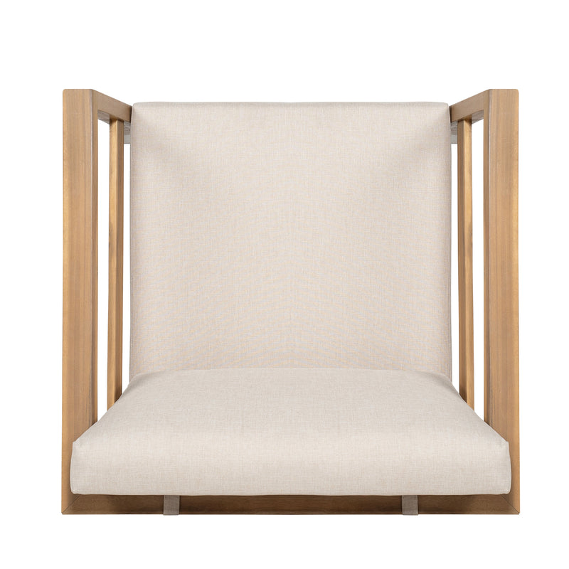 Acacia Wood Outdoor Club Chair with Arms - Removable Cushions, photo 8 of 10