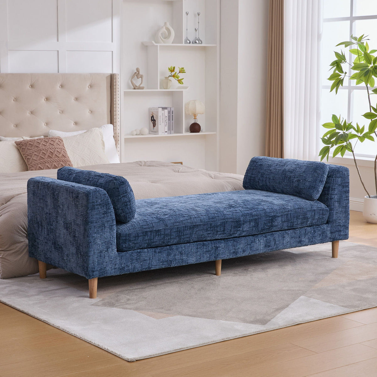 Modern Upholstered End Of Bed Bench With Armrests, photo 9 of 19
