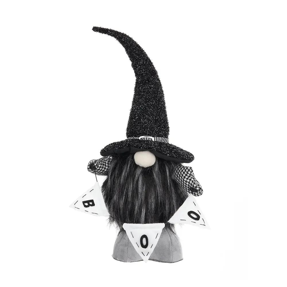 Set of 2 Black Fabric Gnomes with 'Boo' Banner by HouseOfZazla
