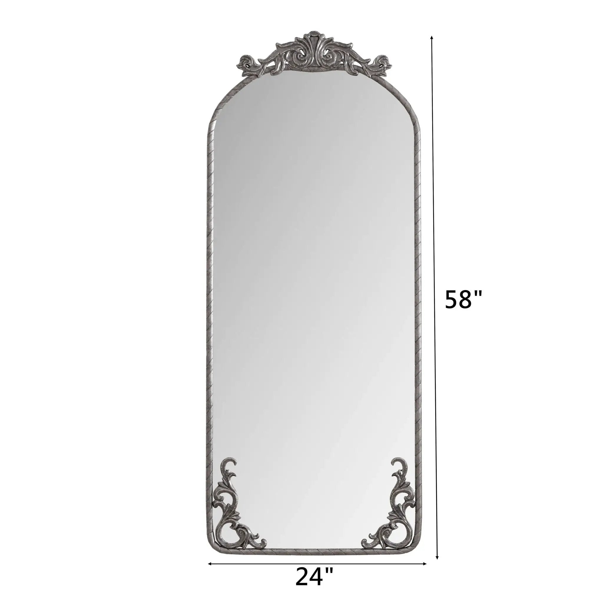 Full Body Arched Mirror With Vintage Carved Applique by Unique Piece Furniture