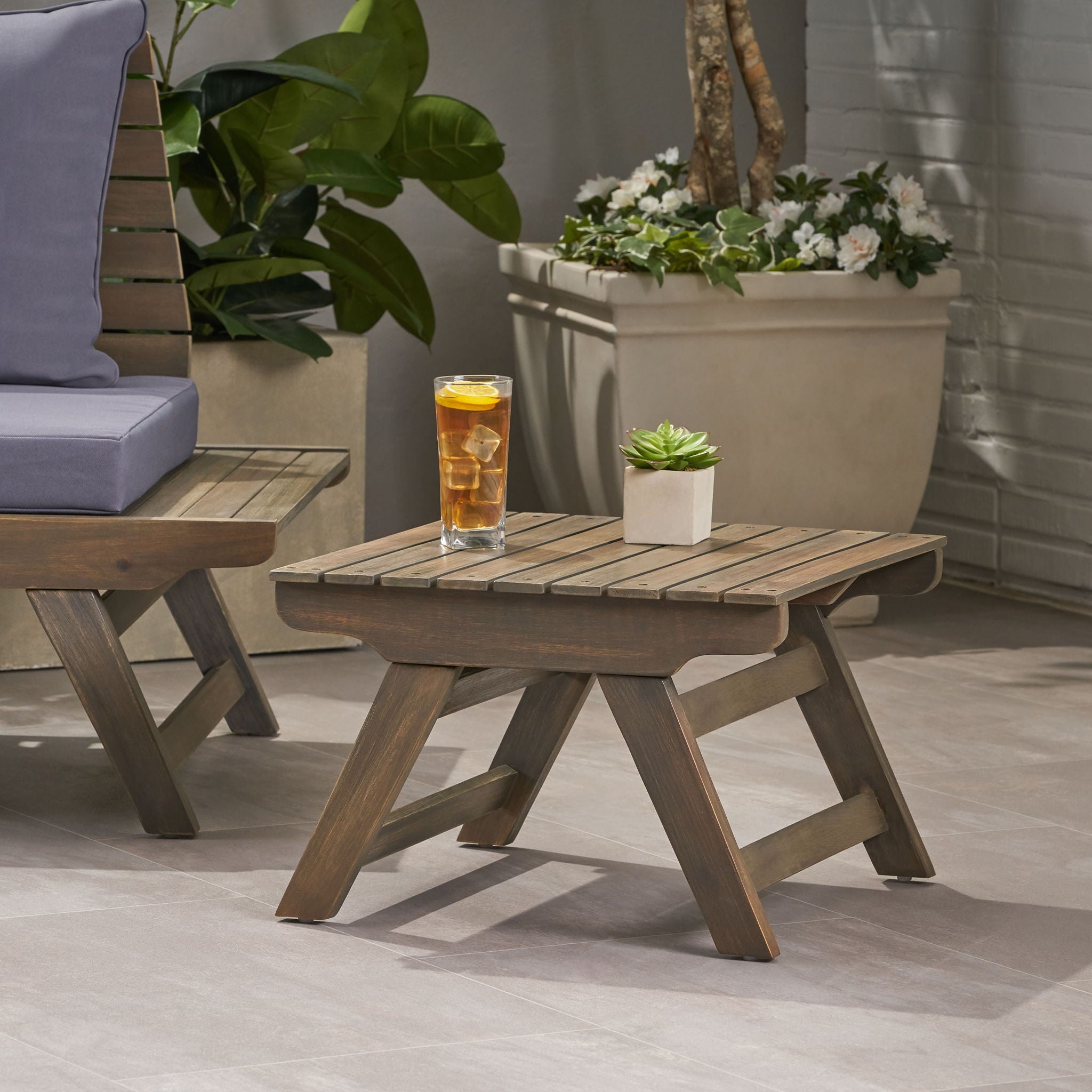 Sedona Outdoor Side Table With Open Slat Design by HouseOfZazla