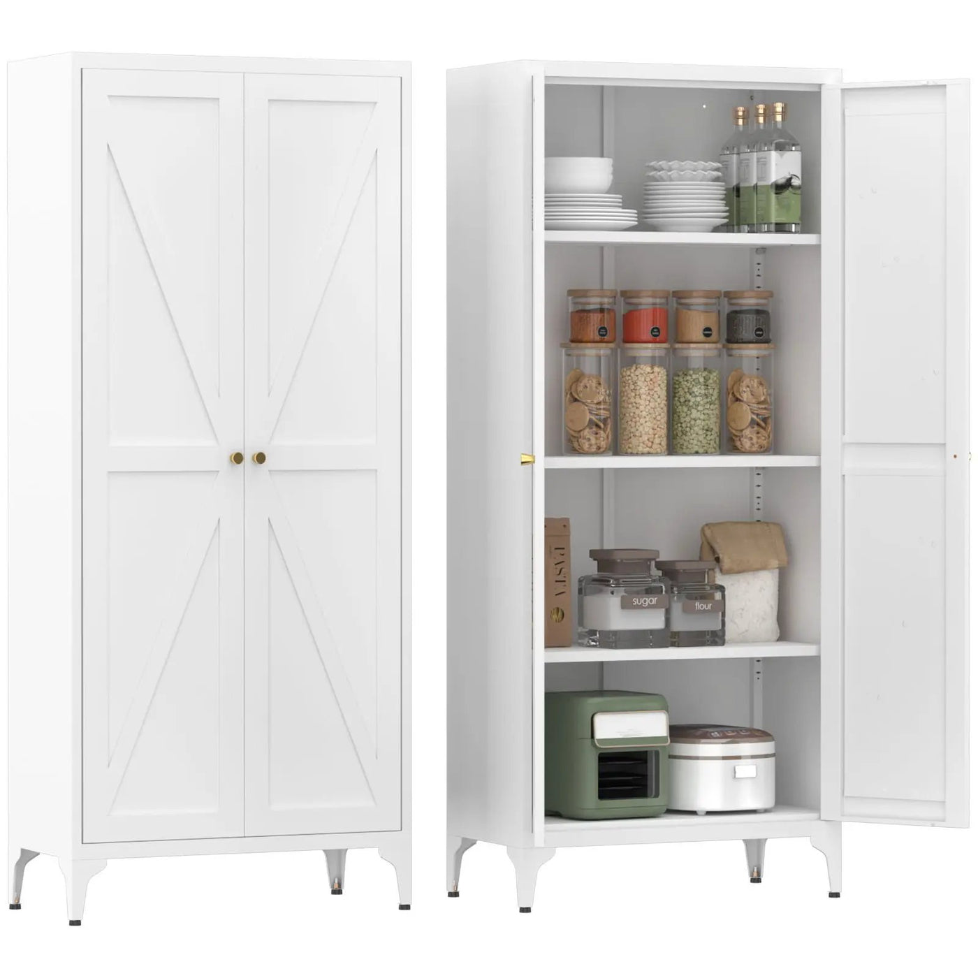 Adjustable 2 Door Kitchen Pantry Cabinet With Striped Design by HouseOfZazla