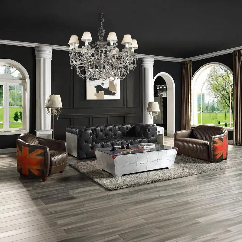 Brancaster - Chair - Antique Slate Top Grain Leather by Unique Piece Furniture