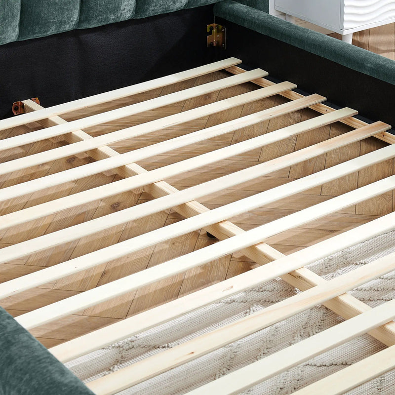 Modern Upholstered Bed Frame With Thick Fabric And Headboard by Unique Piece Furniture