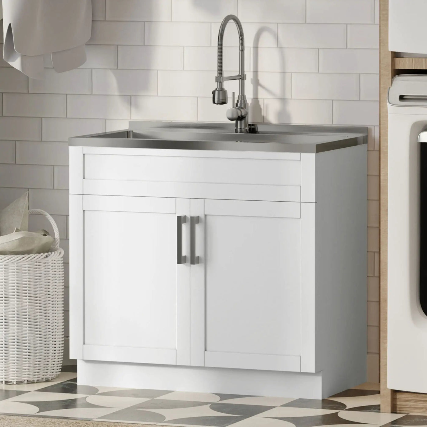 Hennessy - Deluxe Laundry Cabinet With Faucet And Stainless Steel Sink by HouseOfZazla