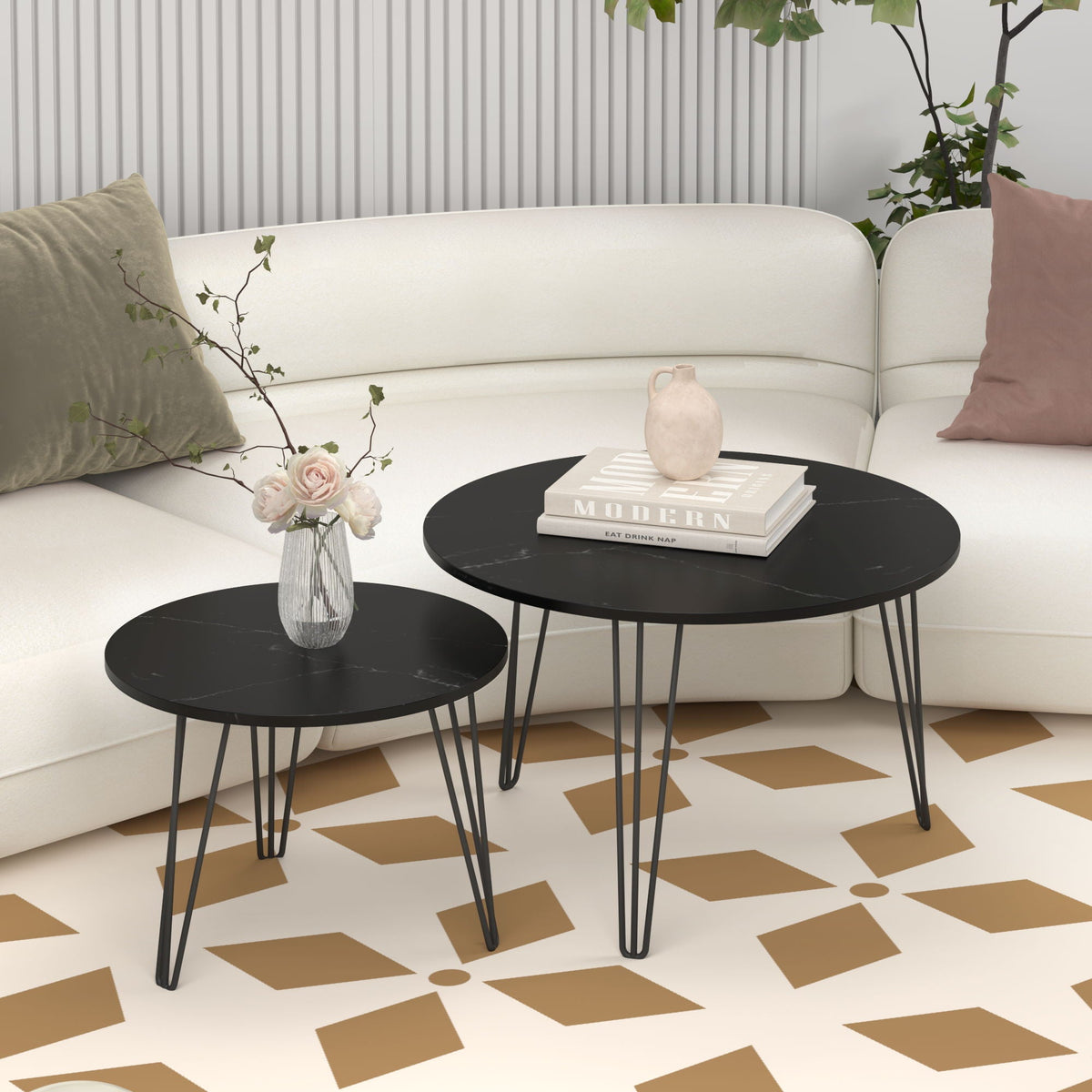 Round Nesting Coffee Table For Living Room (Set of 2), photo 9 of 14