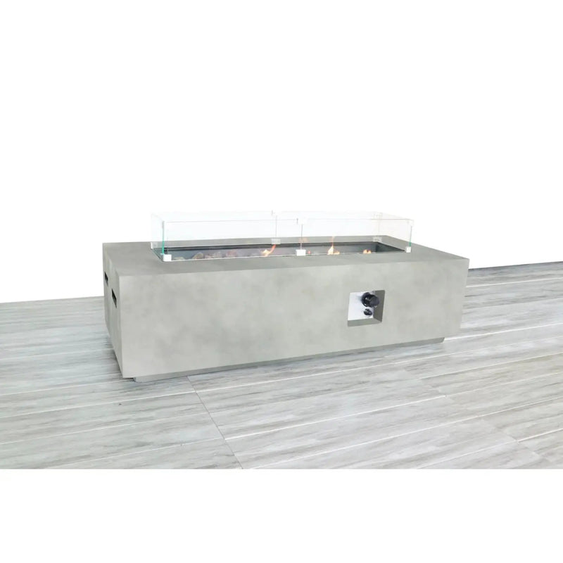 Rectangular Propane Fire Pit Table With Fiber Reinforcement And Adjustable Flame Control - Gray by HouseOfZazla