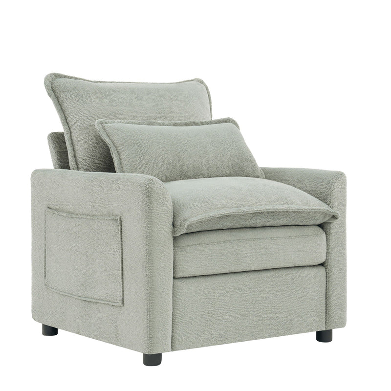 Modern Single Seat Accent Chair With Side Storage Pockets by HouseOfZazla