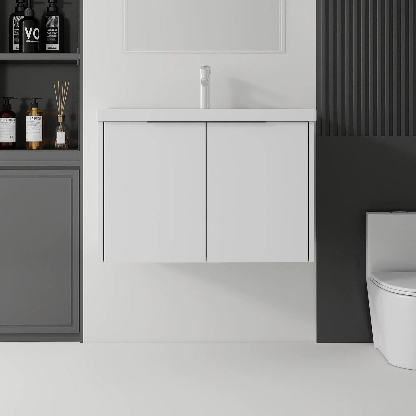36 Inch Floating Bathroom Vanity with Sink, Soft-Close Door, Ceramic Sink, Plywood by HouseOfZazla