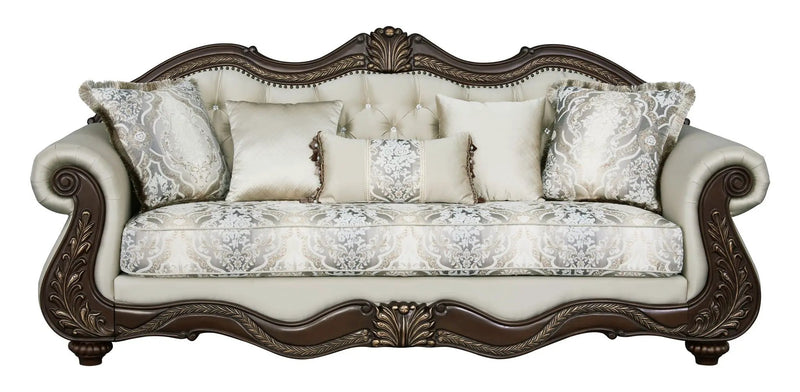 Pierce - Sofa With 5 Pillows - Beige / Cherry by Unique Piece Furniture