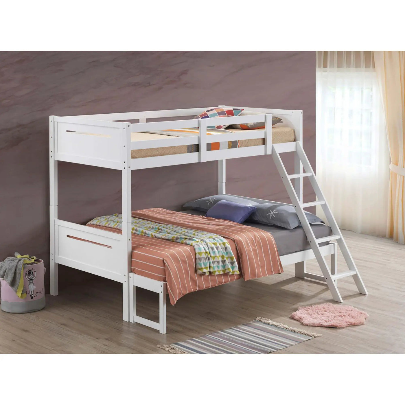 Bunk Bed With Built In Ladder, Safety Guardrails And Angled Access Step by HouseOfZazla