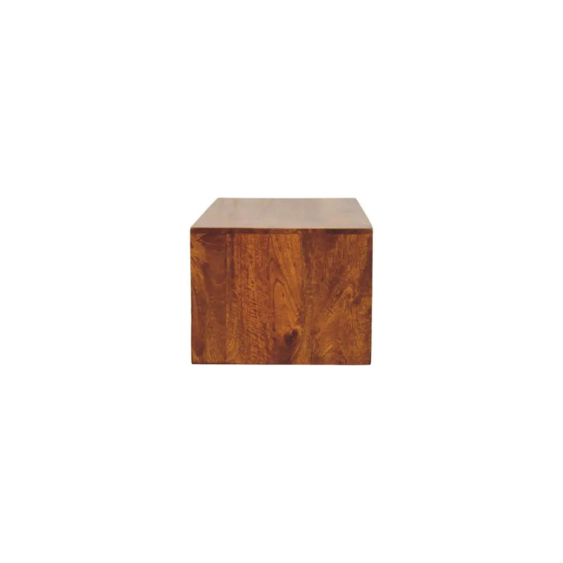 Solid Wood Lunar Wall-Mounted Media Unit, 2-Drawers, Chestnut by HouseOfZazla
