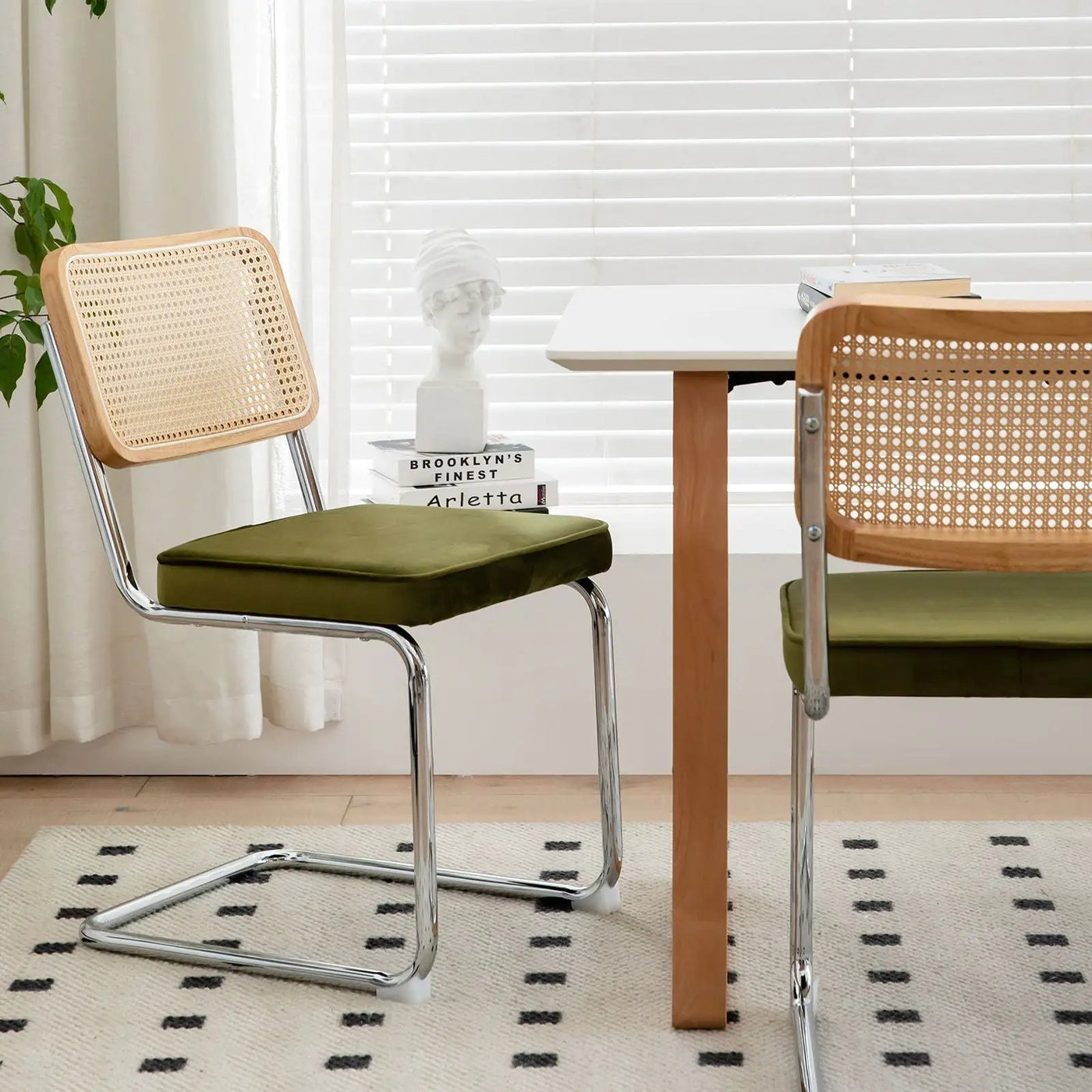 Rattan Side Accent Dining Chairs With Painted Legs (Set of 2) by Unique Piece Furniture