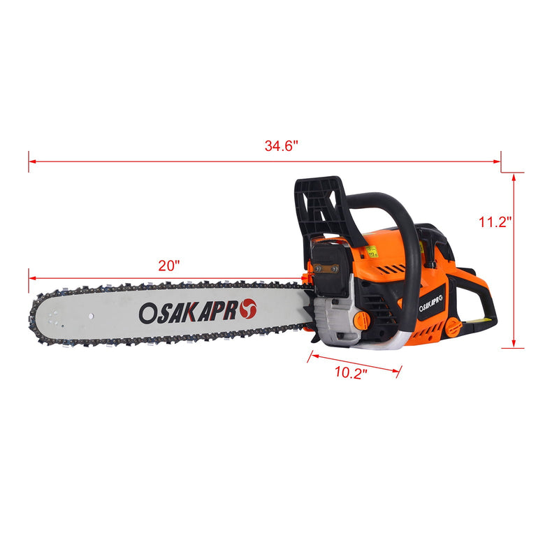 58Cc Gasoline Chainsaw 20" For Tree And Wood Cutting Epa Compliant - Orange by HouseOfZazla