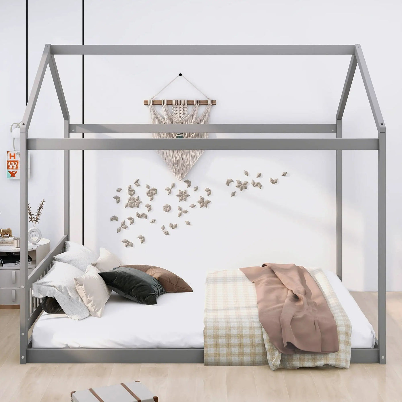 Wooden House Bed With Headboard by HouseOfZazla
