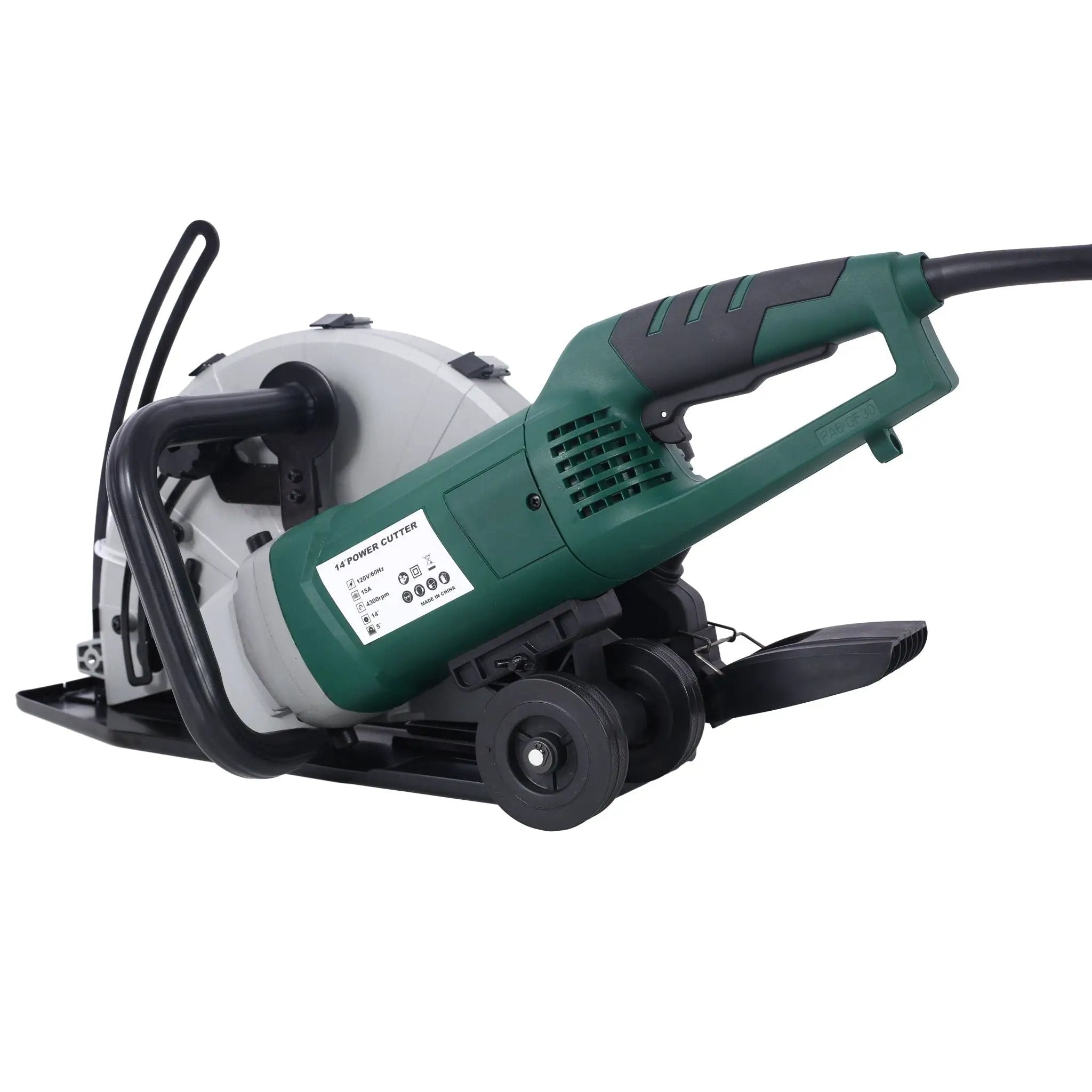 Portable Electric Corded Circular Concrete Saw 14" Wet / Dry Cutter 2600W Green Steel With Water Line & Guide Roller - Green by HouseOfZazla
