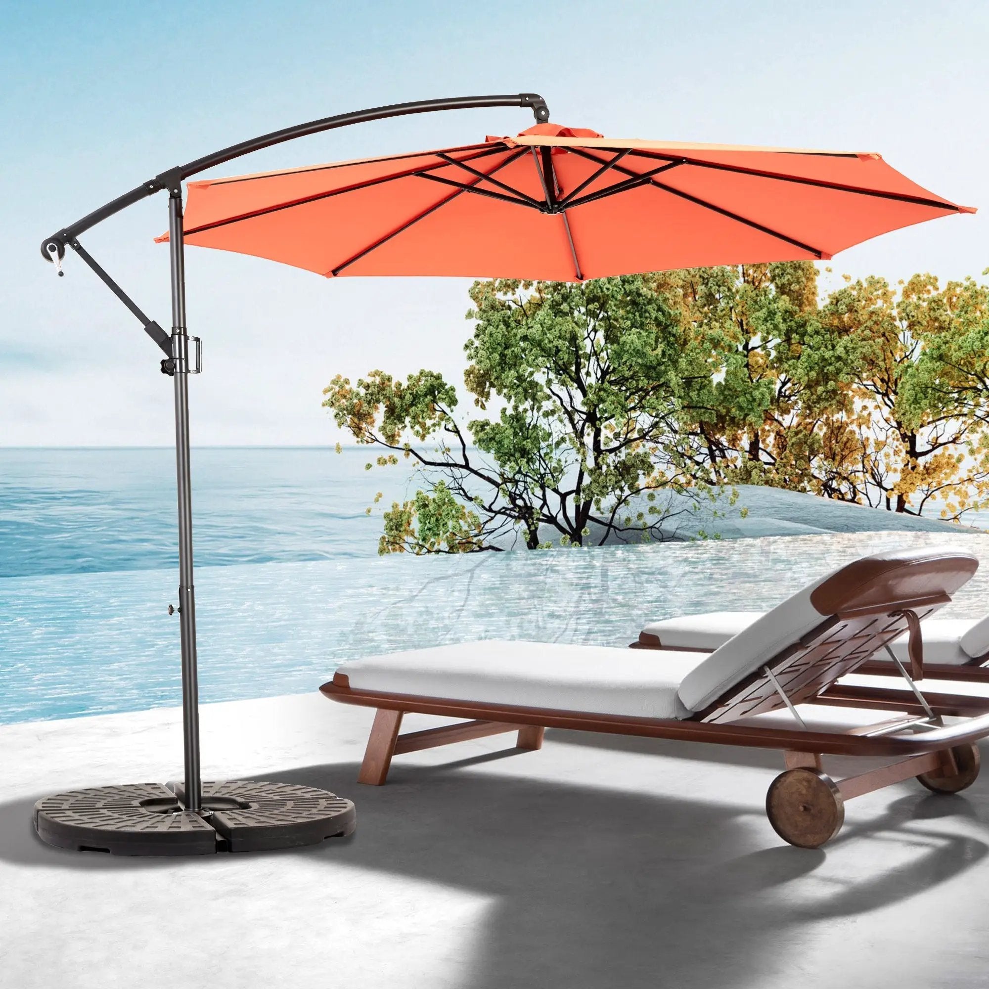 10ft Offset Hanging Market Patio Umbrella with Easy Tilt Adjustment by HouseOfZazla