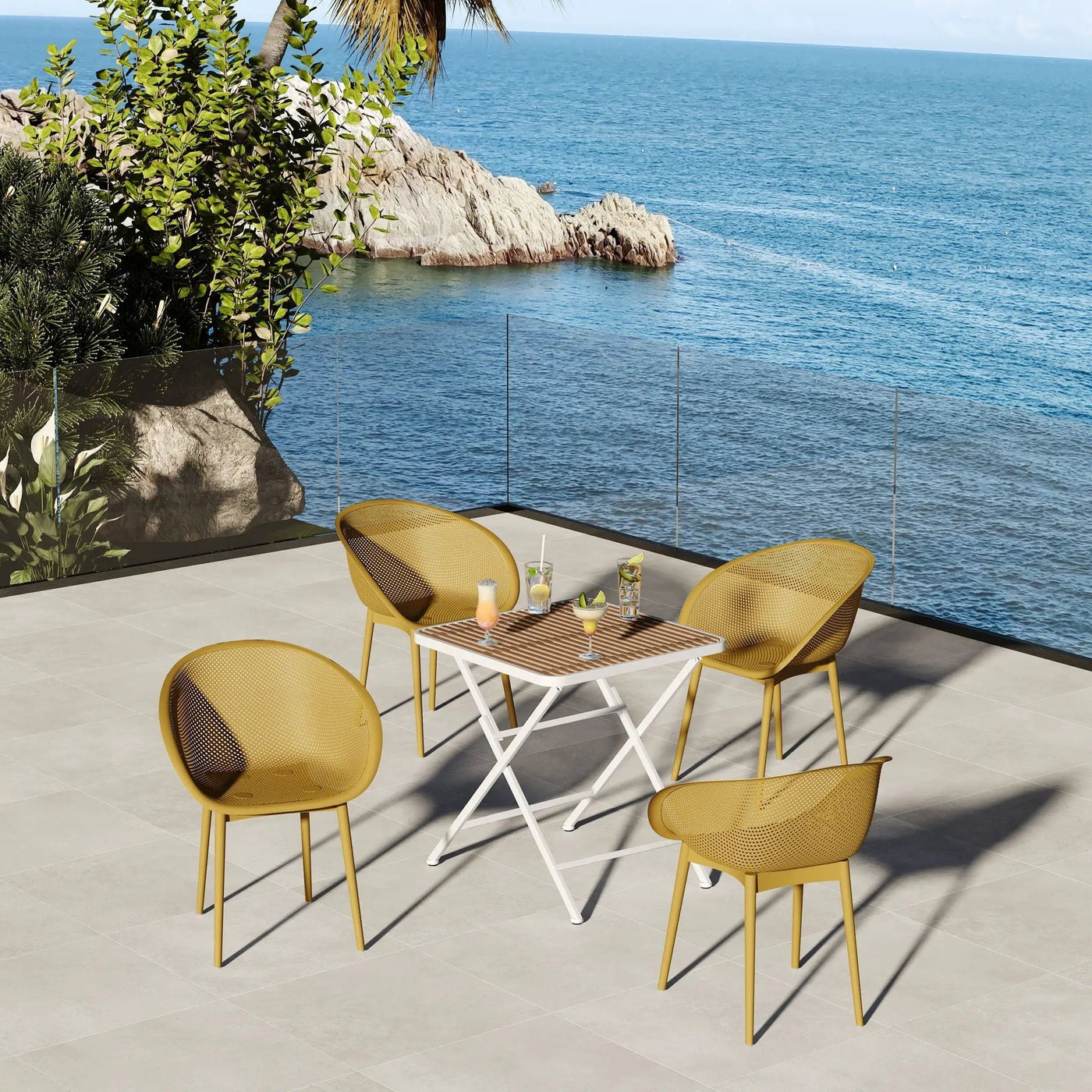 2 Pack Lounge Chair Set & Folding Square Table by HouseOfZazla