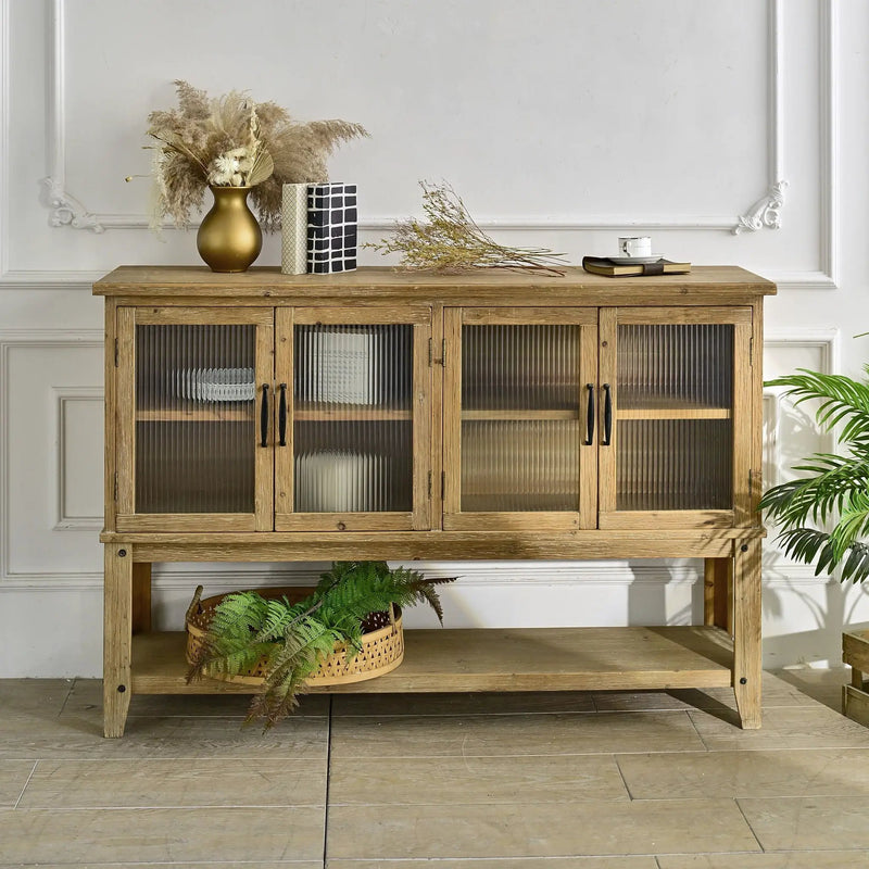Rectangle Accent Sideboard Cabinet With Storage Shelf, Cabinet For Kitchen - Natural Wood by HouseOfZazla