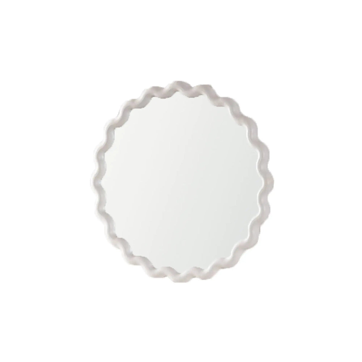 White Scalloped Round Wall Mirror by HouseOfZazla