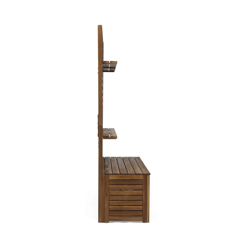 Storage Bench With Rack - Teak by HouseOfZazla