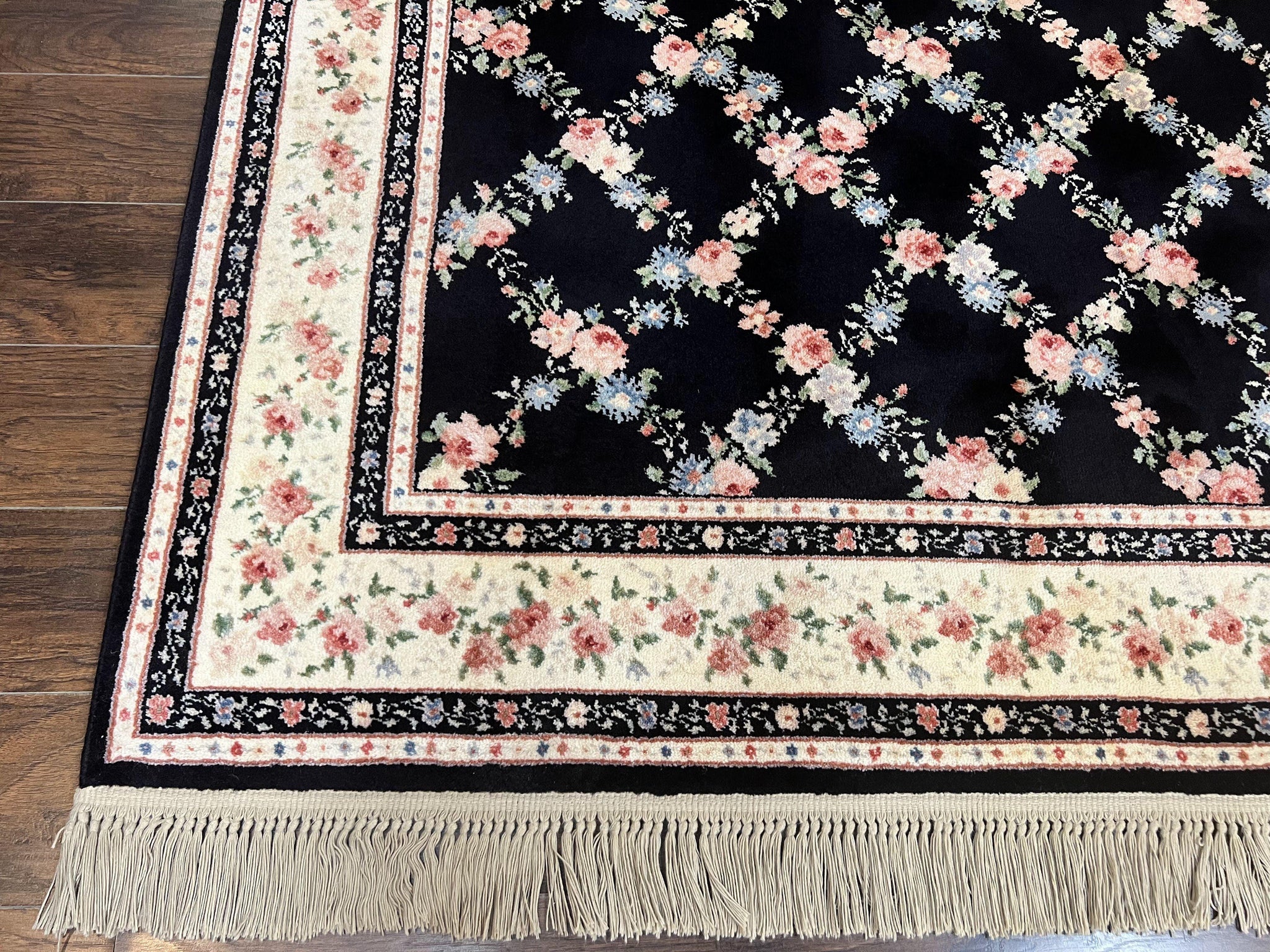 Karastan Rug 8.8 x 12, Garden of Eden #509/1270, Ebony Trellis, Vintage Discontinued Wool Pile Karastan Carpet by Jewel Rugs