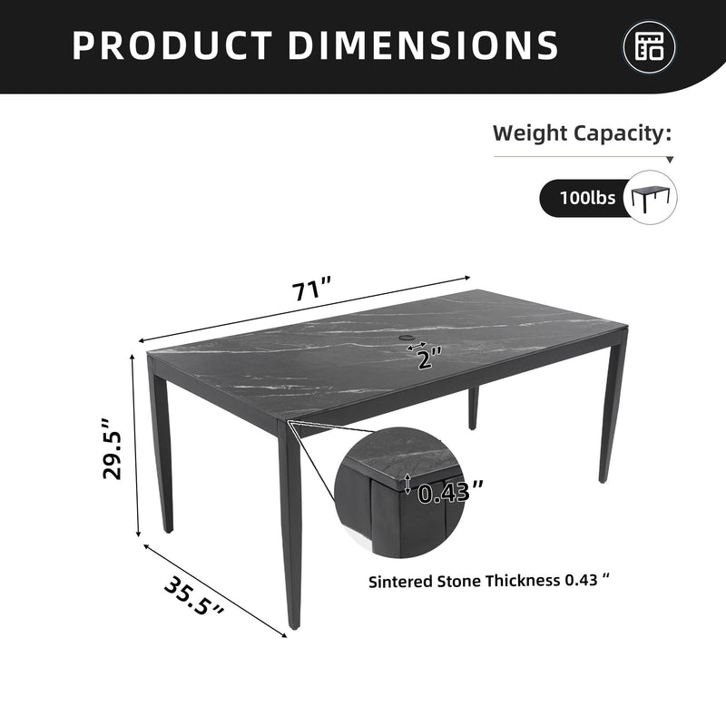 Outdoor Modern Patio Dining Table, Post Tapered Legs, Weatherproof & Rust Free by HouseOfZazla