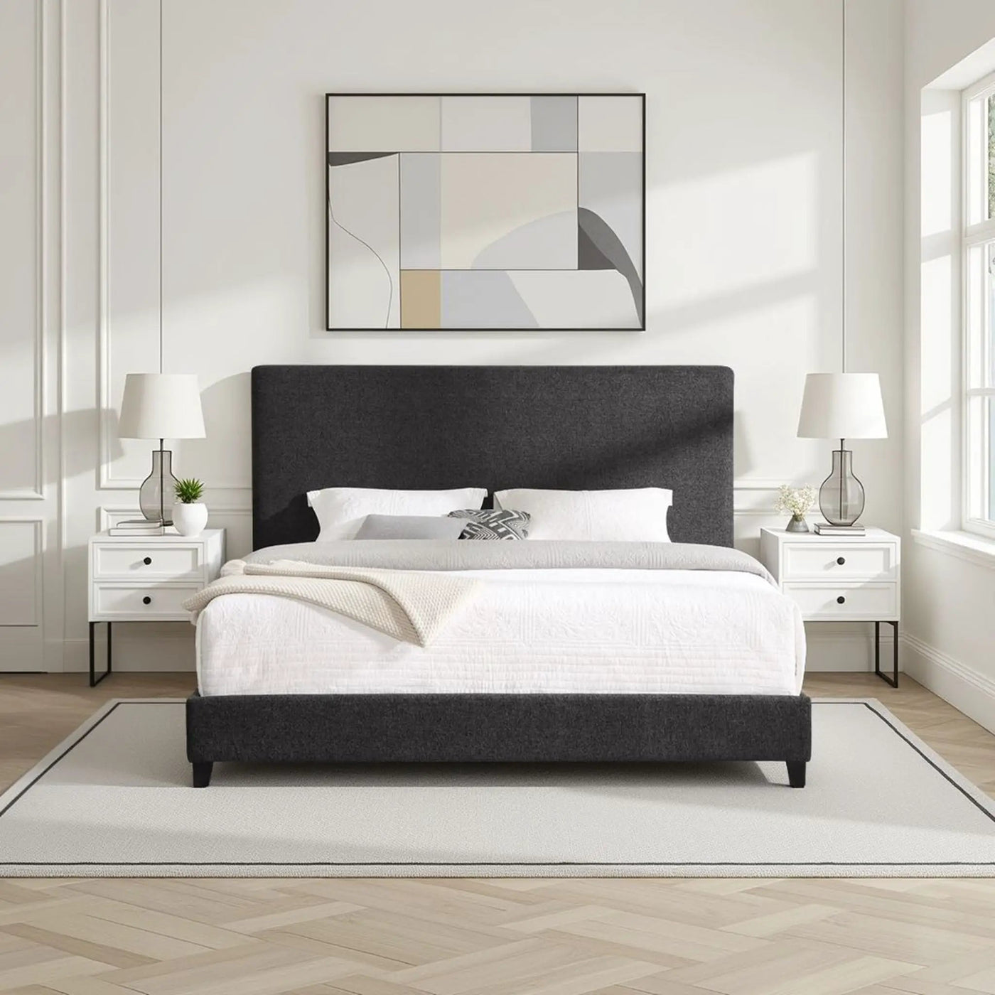Platform Bed & Upholstered Headboard by HouseOfZazla