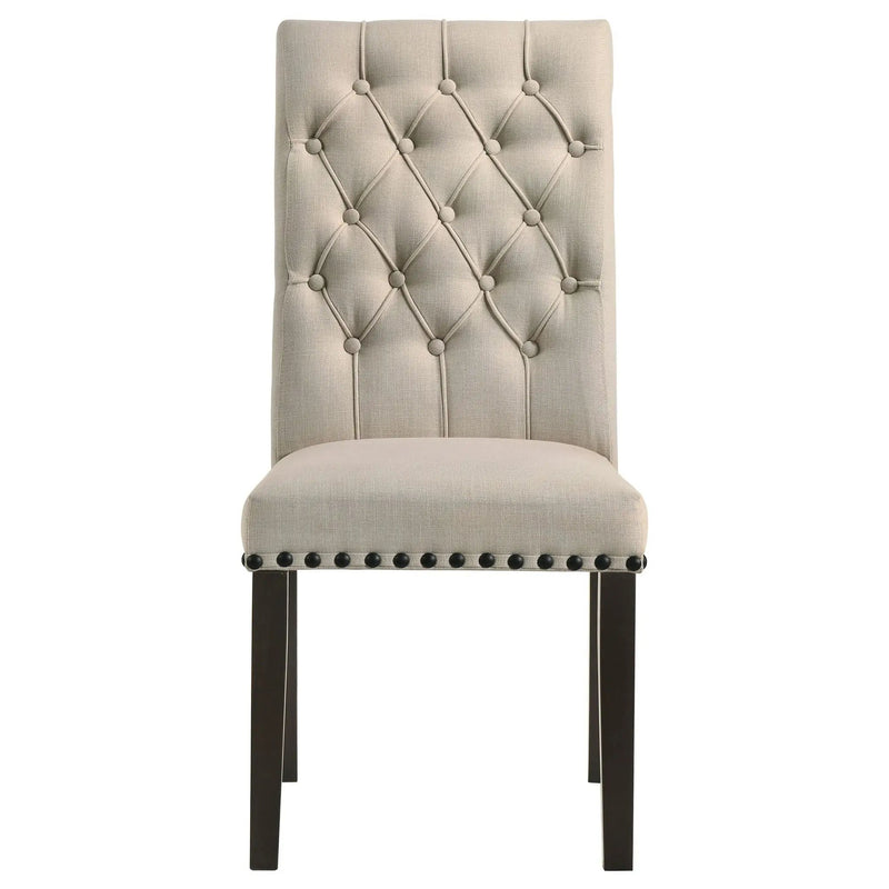 Alana Upholstered Dining Side Chair Beige Smokey Black (Set of 2) by Unique Piece Furniture