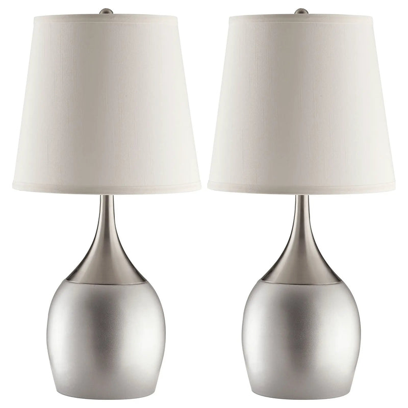 Tenya 24-inch Empire Shade Urn Table Lamp Silver (Set of 2) by Unique Piece Furniture