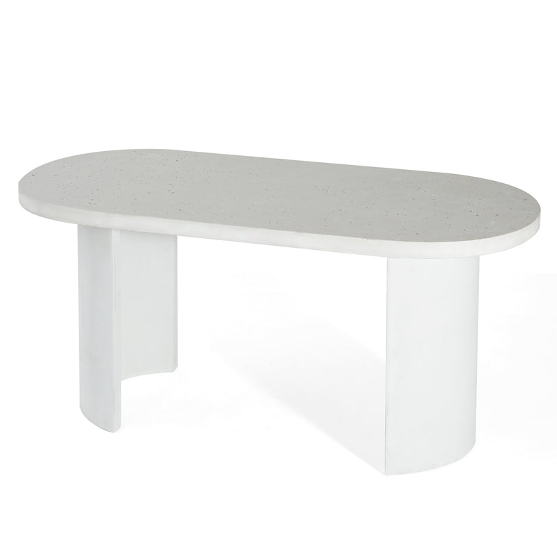 Ellis Oval 67.5" Modern Outdoor Concrete Dining Table with Terrazzo Top, photo 3 of 10