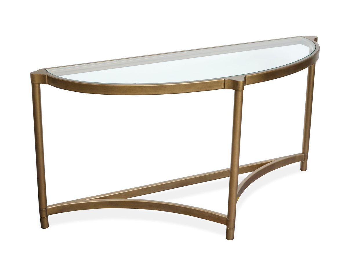 Cassidy - Demilune Sofa Table - Aged Brass And Volakas Classic, photo 2 of 7
