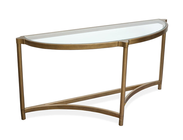 Cassidy - Demilune Sofa Table - Aged Brass And Volakas Classic, photo 2 of 7