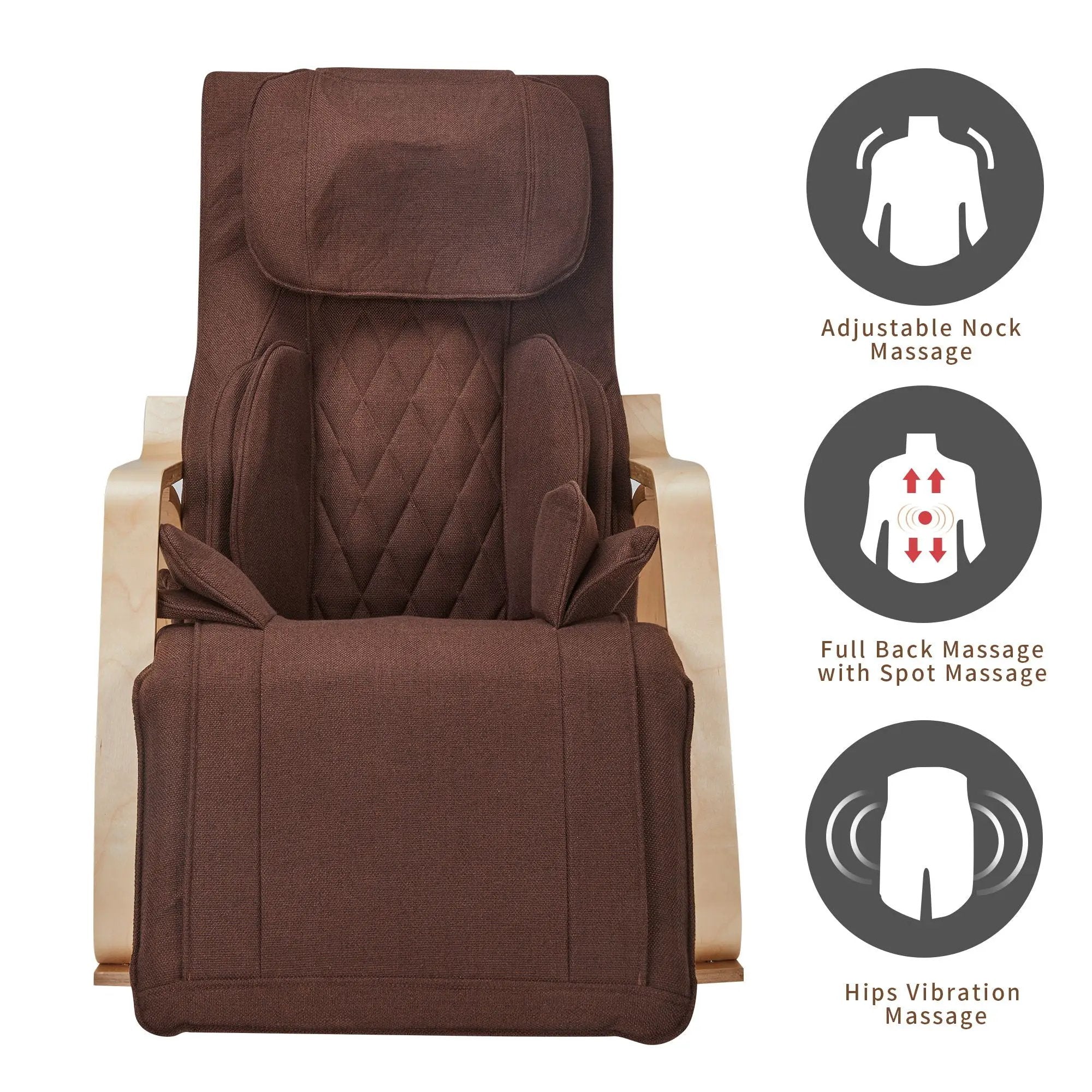 Full Massage Function Air Pressure Comfortable Relax Rocking Chair, Lounge Chair Relax Chair With Cushion - Brown by Unique Piece Furniture