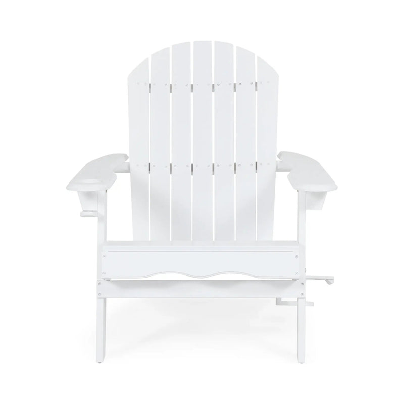 Zenithia Outdoor Foldable Adirondack Chair with 2 Cup Holders, White by HouseOfZazla