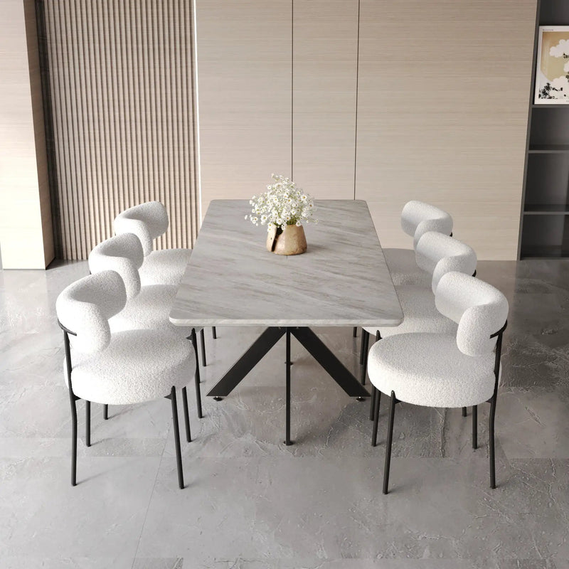 Extendable Dining Table Set With Curved Backrest Upholstered Chairs by Unique Piece Furniture