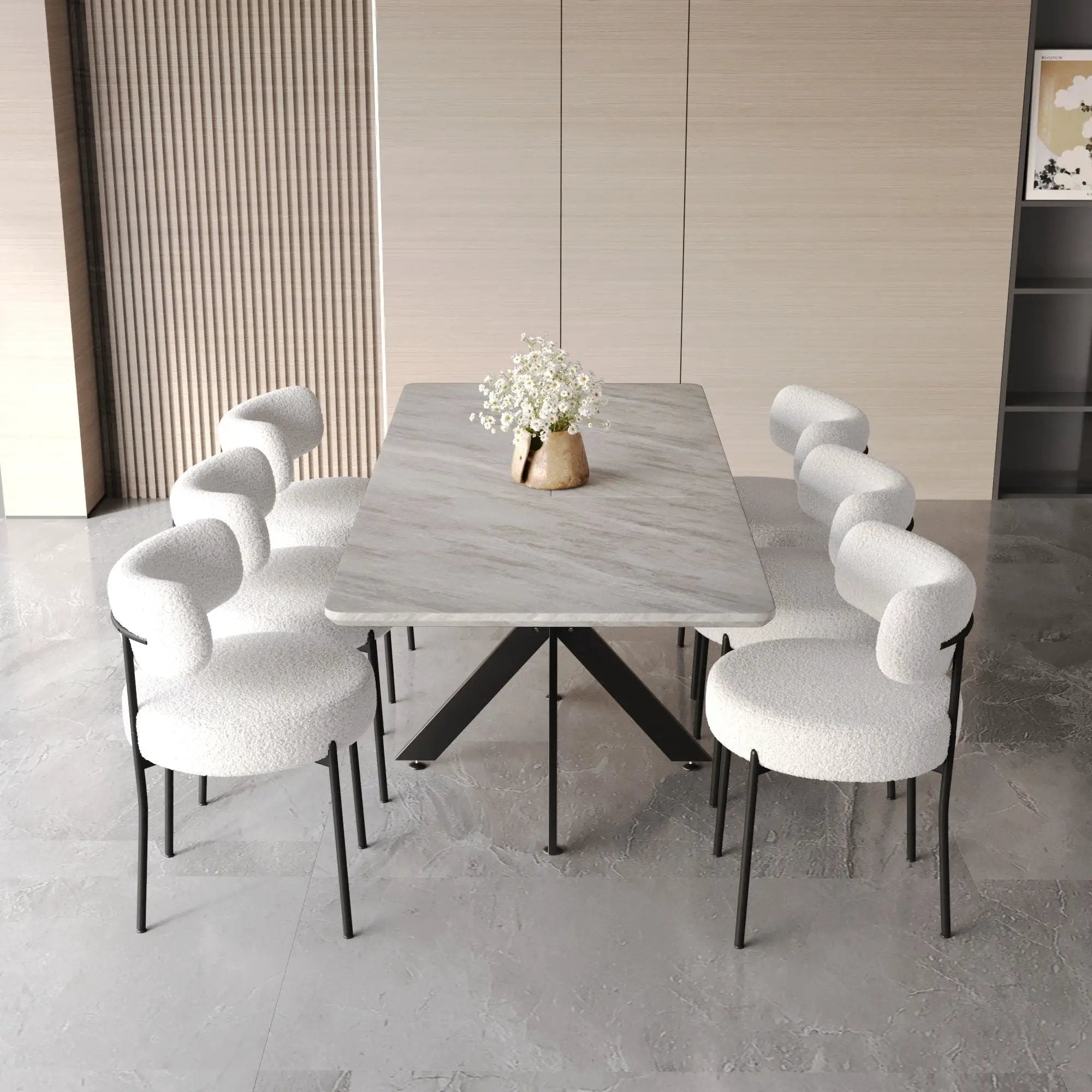 Extendable Dining Table Set With Curved Backrest Upholstered Chairs by HouseOfZazla
