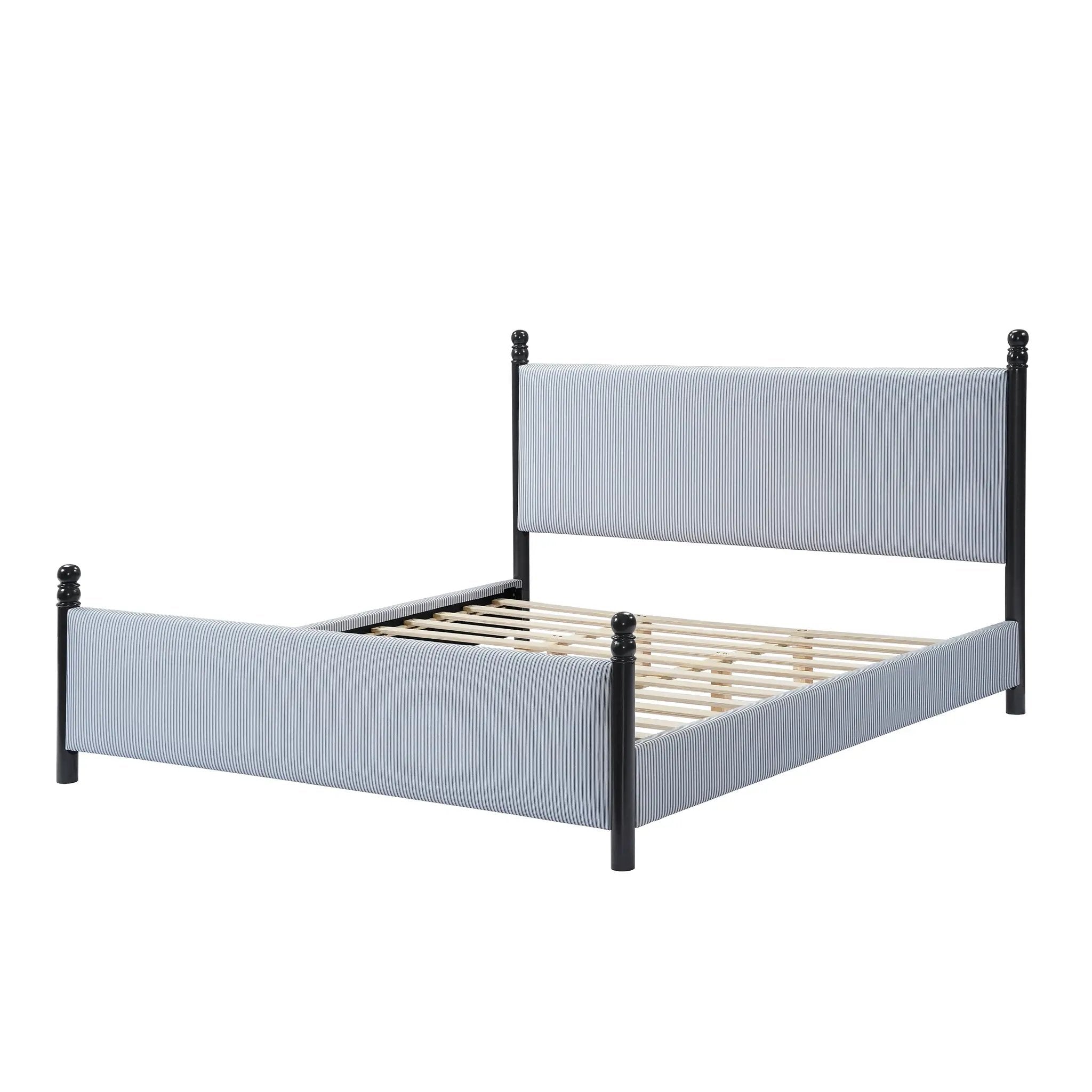 48-inch Striped Rubberwood Upholstered Bed, King by HouseOfZazla