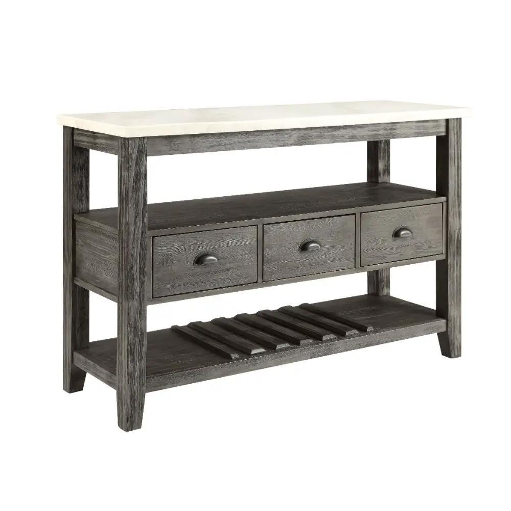 Merel - Server - White Marble Top & Gray Oak by Unique Piece Furniture